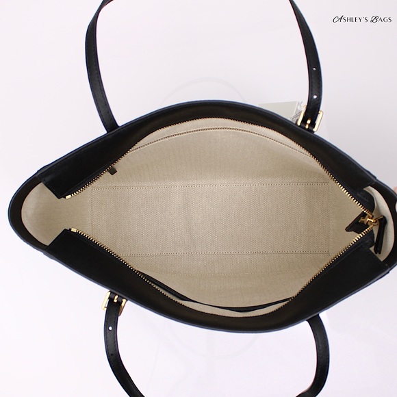 Tory Burch Large Leather Emerson Tote & Continental Wristlet Wallet In Black - Picture 8 of 13